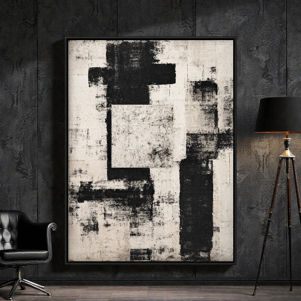 Moxico Framed Canvas Art - Midnight Geometric